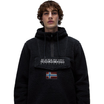 NAPAPIJRI T-Burgee Curly Fleece - Men's Half zip Hoodie Fleece - Black