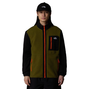 THE NORTH FACE Men's Yumiori Full-Zip Fleece Jacket - Forest Olive/TNF Black/TNF Orange
