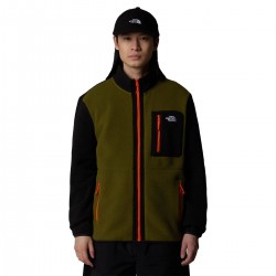 THE NORTH FACE Men's Yumiori Full-Zip Fleece Jacket - Forest Olive/TNF Black/TNF Orange