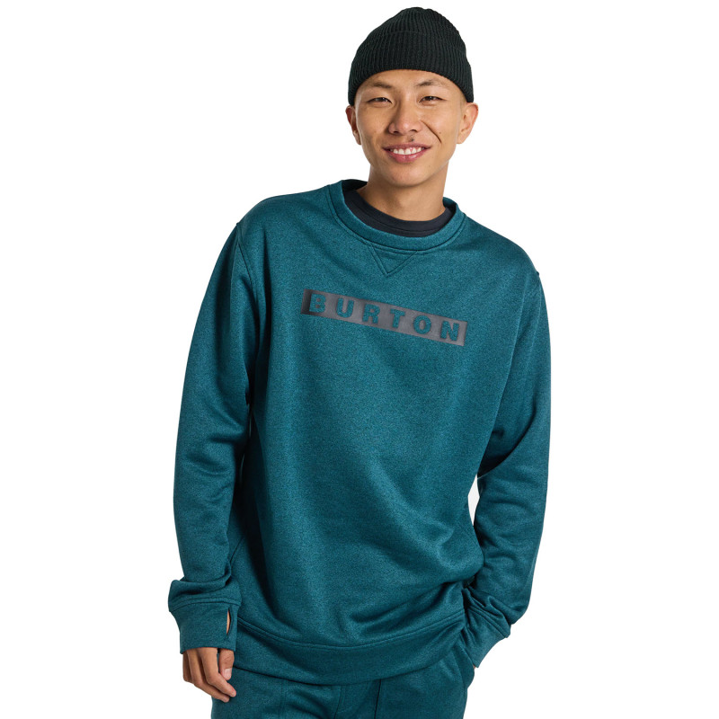 Burton Oak Crewneck Fleece - Men's Crew Sweatshirt - Deep Emerald Heather