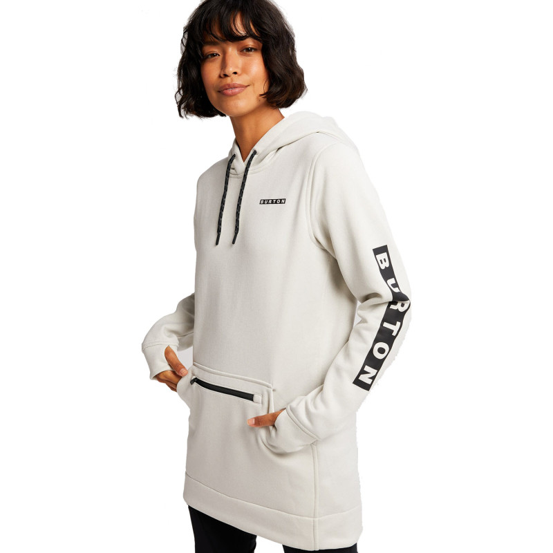 Burton Oak Long - Women's Pullover Hoodie - Stout White Heather