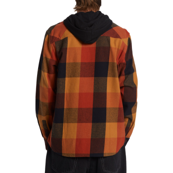 DC Ruckus - Hooded Long Sleeve Flannel Shirt - Black/Ar.Spice/Chipmunk Plaid