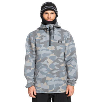 Quiksilver Shredder DWR- Men's Technical Half Zip DWR Hoodie - Puzzle Camo Ice Flow