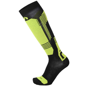 MICO 112 Light weight Natural Merino ski socks - Black Yellow fluo