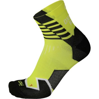 MICO 1280 Light Weight Oxi-Jet Compression Run Ankle socks - Yellow Fluo