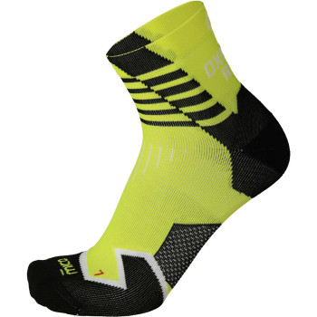 MICO 1280 Light Weight Oxi-Jet Compression Run Ankle socks - Yellow Fluo