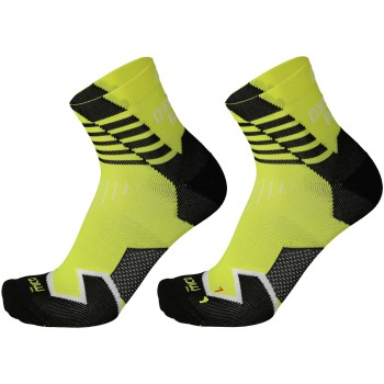 MICO 1280 Light Weight Oxi-Jet Compression Run Ankle socks - Yellow Fluo
