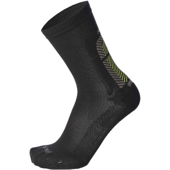MICO 1285 Light weight X-Performance - Trail Running crew socks - Black Yellow fluo