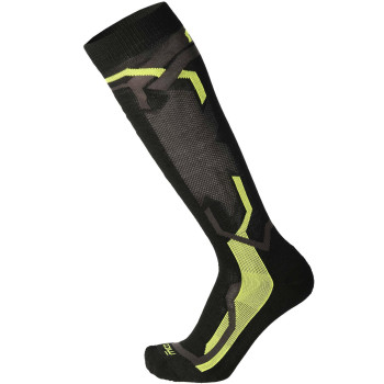 MICO 232 Medium weight Warm Control - Ski socks - Black/Yellow fluo