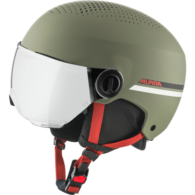 ALPINA Zupo Junior Hi-EPS + Visor Q-Lite- Junior Ski/Snowboard Helmet - Olive Red matt