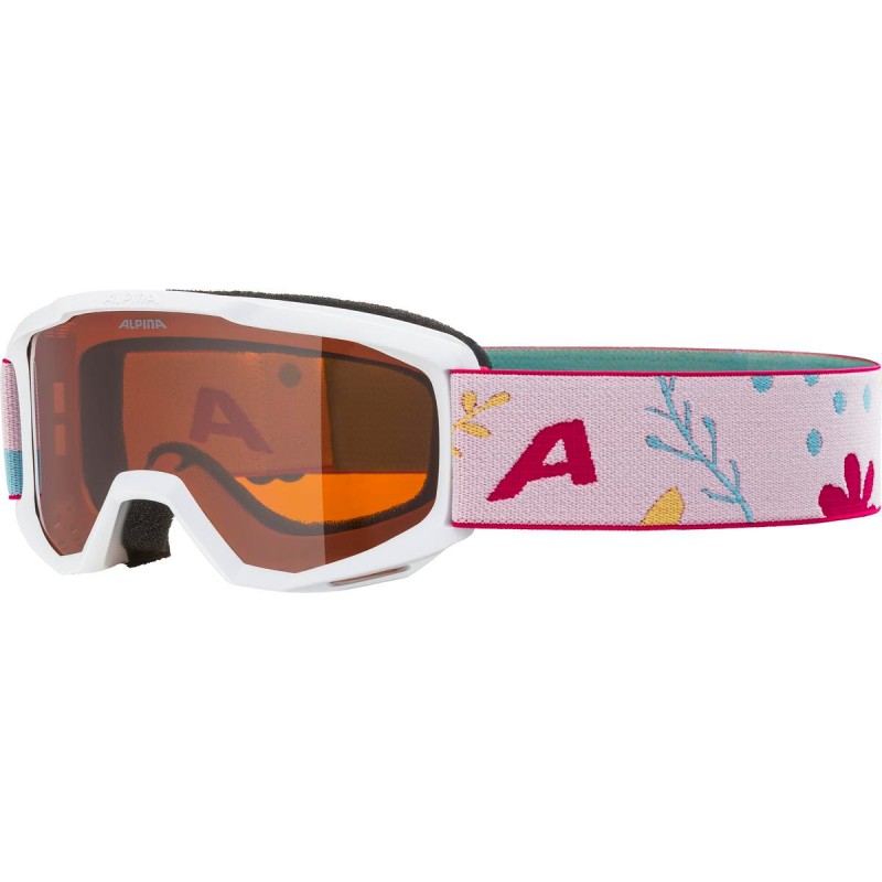 ALPINA PINEY Singleflex Hicon - Kid's snow google - White Flower matt/Orange