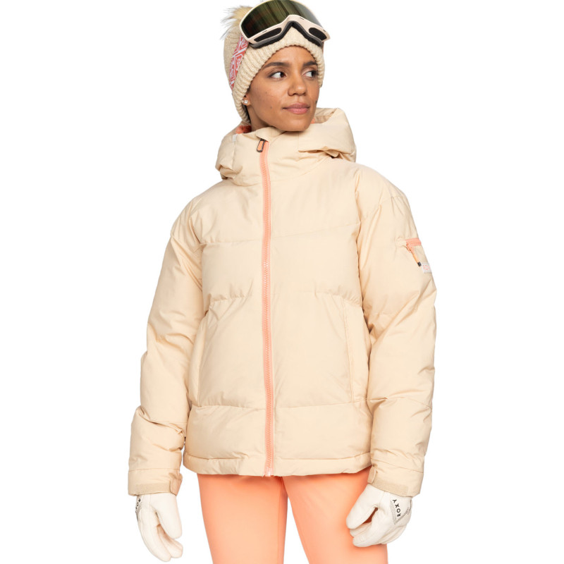 ROXY Alofted Puffy 15K- Snow Puffer Jacket for Women - Pebble