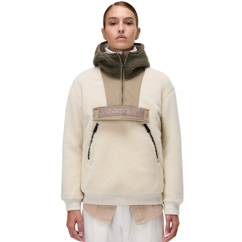 Napapijri Seline Half-Zip Fleece Hoodie - Γυναικείο Half-Zip φλίς - Beige Dimity
