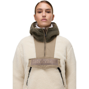 Napapijri Seline Half-Zip Fleece Hoodie -Women's Fleece - Beige Dimity