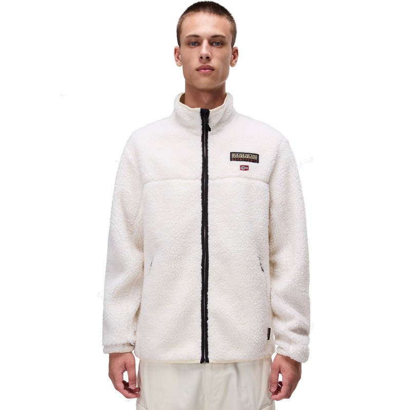 Napapijri T-Tynik Full-zip -Ανδρική ζακέτα Sherpa Fleece - Beige Dimity