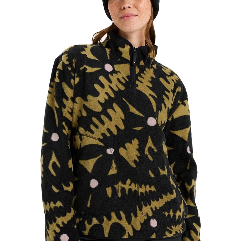 ROXY Moonrising Technical Mid Layer - Half Zip Fleece for Women - Fennel Seed Big Flower