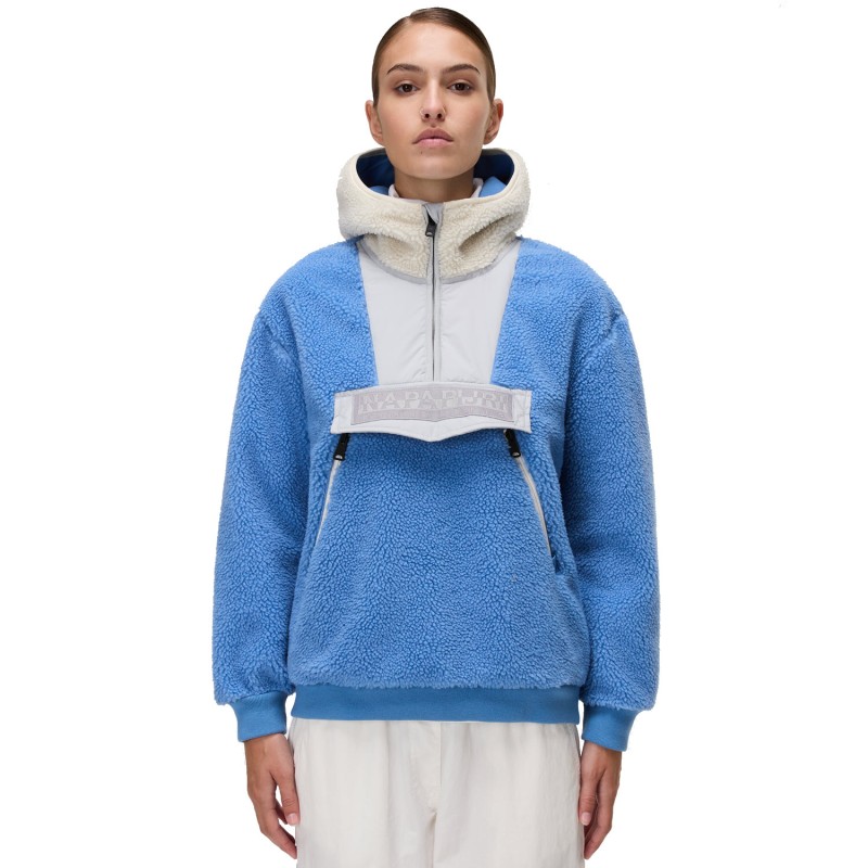 Napapijri Seline Half-Zip Fleece Hoodie - Γυναικείο Half-Zip φλίς - Blue Riviera