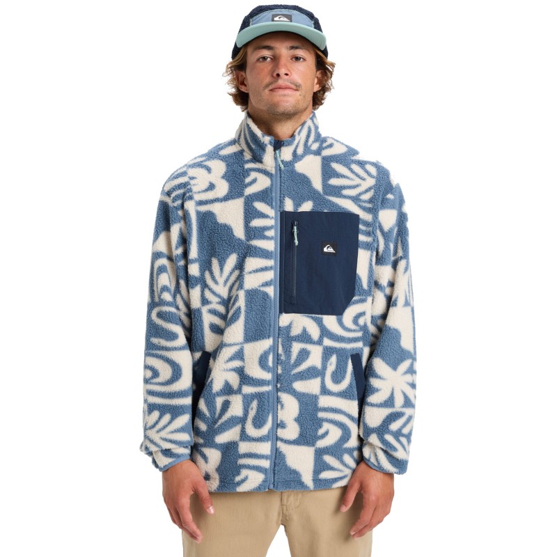 Quiksilver Clean Coast - Ανδρικό Full-zip Fleece - China Blue Desert Checker