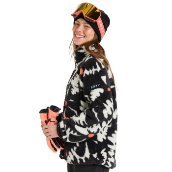 ROXY Alabama Full Zip Printed 2- Γυναικείο Τεχνικό Full-zip φλίς - True Black Big Flower