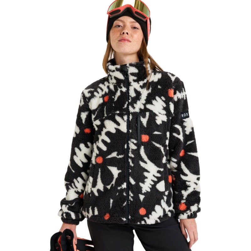 ROXY Alabama Full Zip Printed 2- Γυναικείο Τεχνικό Full-zip φλίς - True Black Big Flower