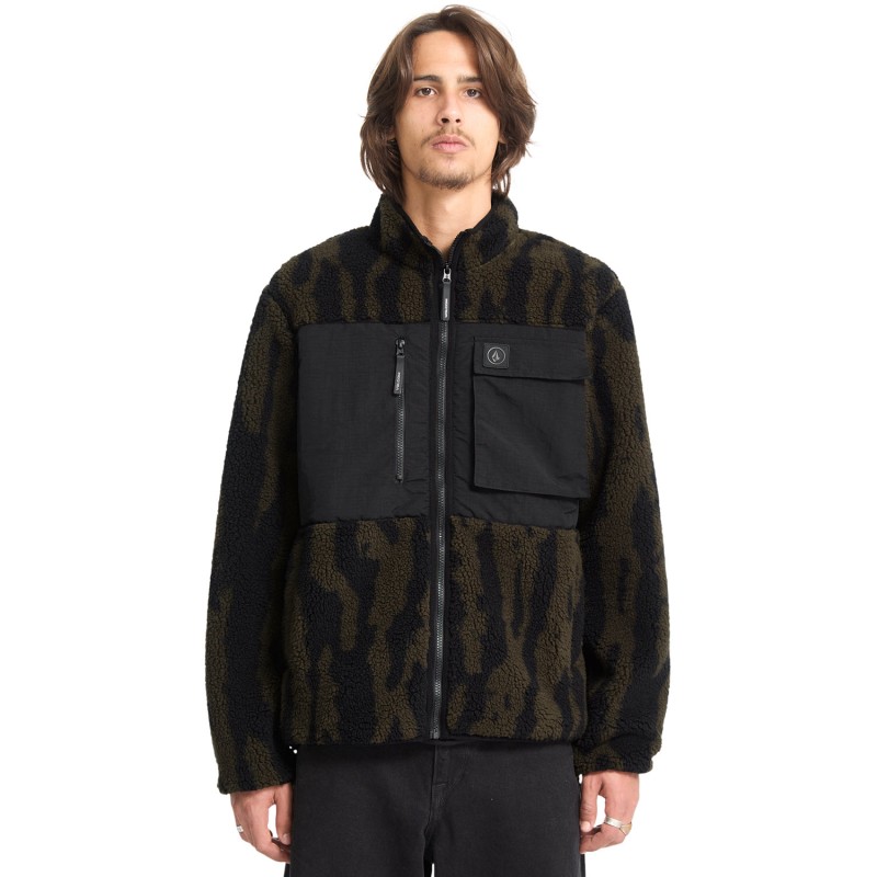 Volcom Storm Stone Full-Zip Sherpa Sweatshirt - Ανδρικό φλίς - Sage Leaf