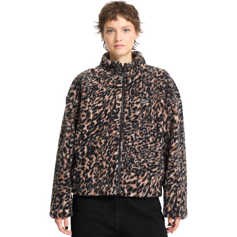 Volcom Wylding Out Zip Sherpa - Γυναικέια ζακέτα Sherpa φλίς - Animal Print