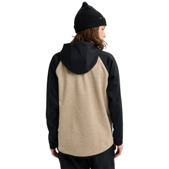 BURTON Crown Weatherproof Pullover Fleece - Women's Technical DWR Sweatshirt - Summit Taupe Heather/True Black