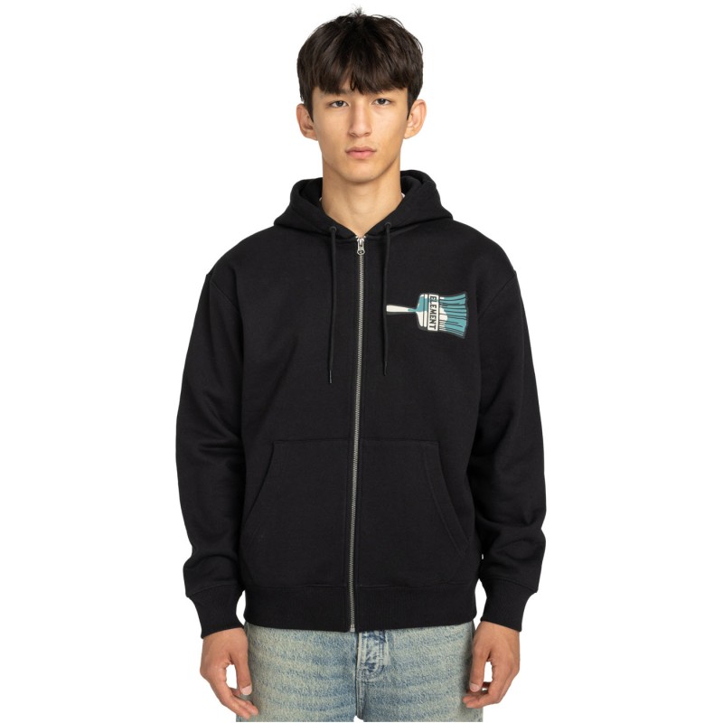 Element Paint Brush - Men's Full-zip Hoodie - Flint Black