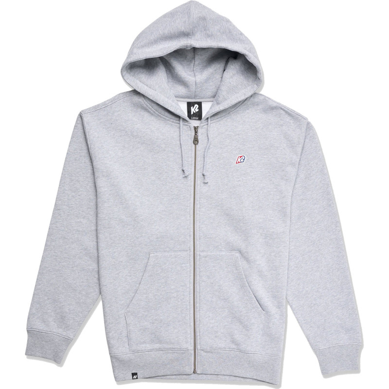 K2 Embroidered Full Zip Hoodie - Full-Zip Hoodie for Men - Heather Grey