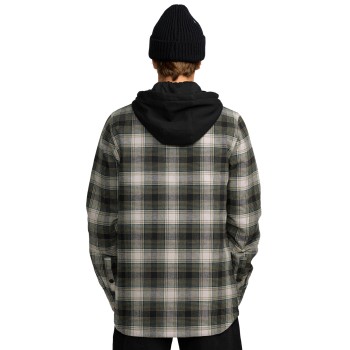 Volcom Kenson Insulated Flannel Jacket - Men's Insulated Flannel Shirt - Black Green
