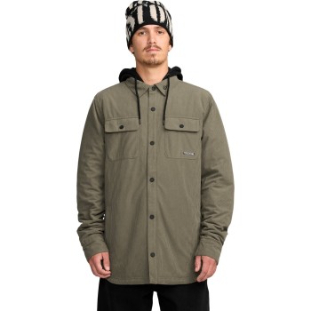 Volcom Kenson Insulated Flannel Jacket - Men's Insulated Flannel Shirt - Military