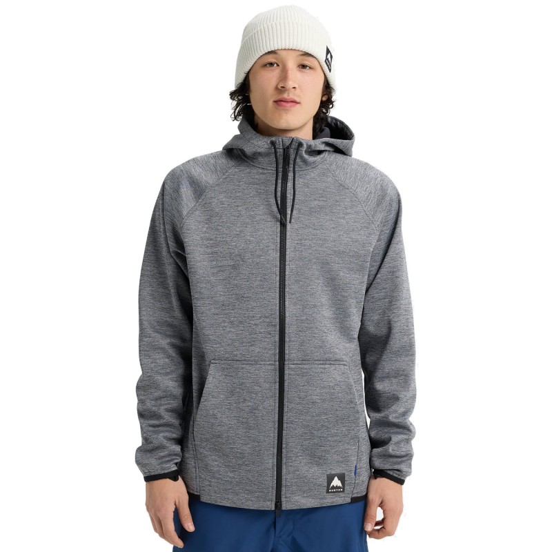 BURTON Crown Weatherproof 2 Full-Zip Fleece - Ανδρικό DWR τεχνικό φούτερ - True Black Heather