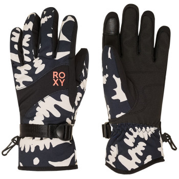 ROXY Jetty 2 - Snowboard/Ski Gloves for Women - True Black Big Flower
