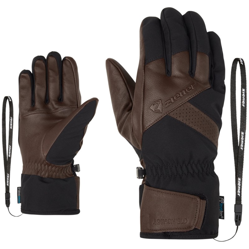 ZIENER GETTER AS - Men's ski gloves - Dark Brown
