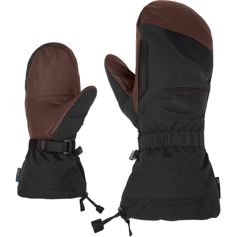 ZIENER GAIKUS AS® AW lavalan® Alpine Mittens - Ανδρικά γάντια Ski/Snowboard χούφτα - Black/Dark Brown