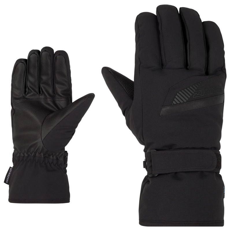 ZIENER Gordanus AS® - Μαλακά & Aδιάβροχα ανδρικά γάντι σκι - Black/Graphite