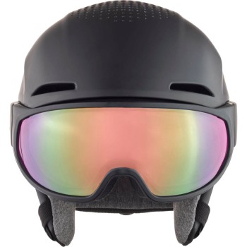 ALPINA Alto Hi-EPS + Visor QV Quattroflex/Varioflex - Ski/Snowboard Helmet with Visor - Black matt/Cobalt-Green Mirror
