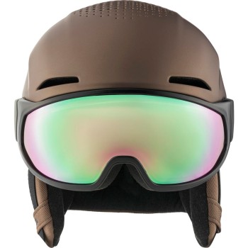 ALPINA ORO Mips® + Visor QV Quattroflex/Varioflex - Ski/Snowboard Helmet With Visor- Sepia Metallic/Cobalt Green S2-S3