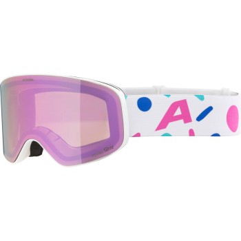 ALPINA Fernie Junior Q-Lite Mirror - Παιδική Μάσκα Ski/Snowboard - White-Confetti matt/Rose mirror