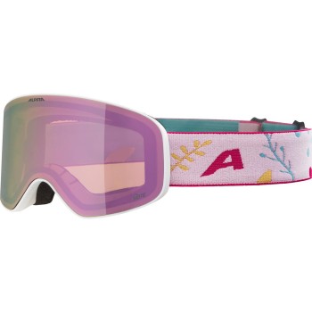 ALPINA Fernie Junior Q-Lite Mirror - Παιδική Μάσκα Ski/Snowboard - White Flower matt/Rose mirror