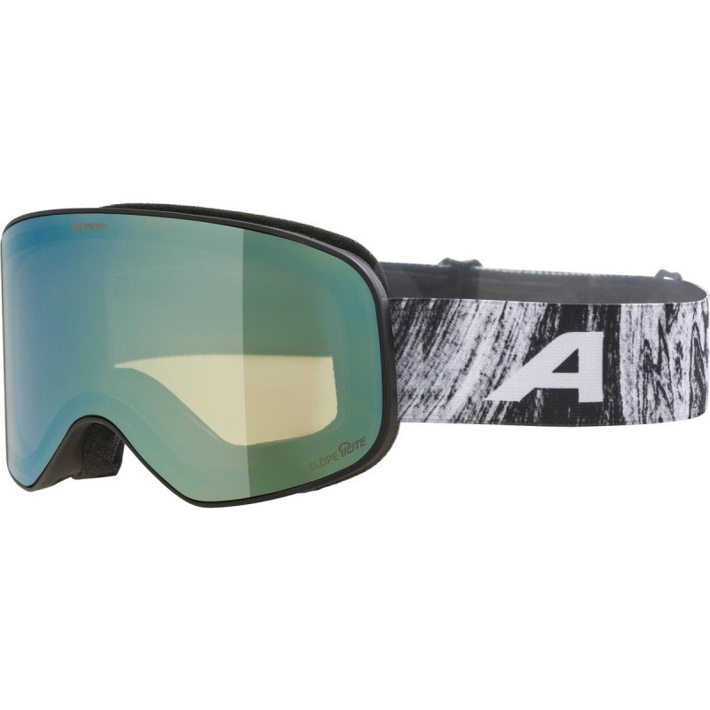 ALPINA Slope Quattroflex-Lite - Μάσκα Ski/Snowboard - Black Glacier matt/Green mirror