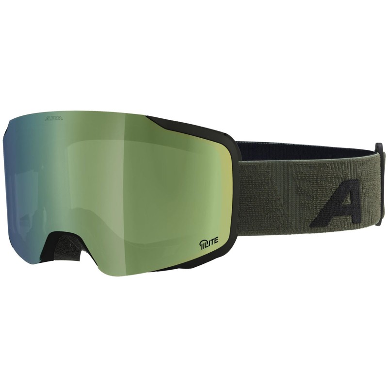 ALPINA Taos Q-Lite - Μάσκα Ski/Snowboard - Black Olive Matt/Green mirror