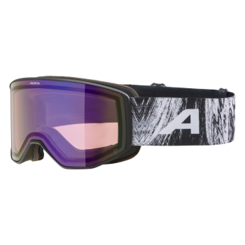 Alpina Venet Q - Μάσκα ski/snowboard - Black Glacier Matt/Blue Lens