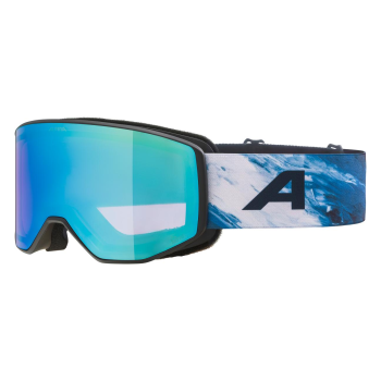 Alpina Venet Qlite - Μάσκα ski/snowboard - Black Blue Matt/Blue Lens
