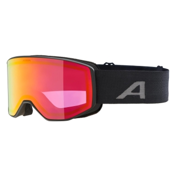 Alpina Venet Qlite - Μάσκα ski/snowboard - Black Matt/Red Lens