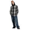 DC Ruckus - Hooded Long Sleeve Flannel Shirt - Black