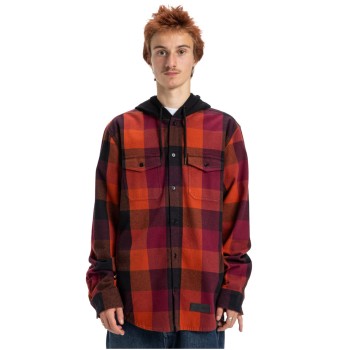 DC Ruckus - Hooded Long Sleeve Flannel Shirt - Picante