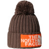 The North Face Heritage Ski Tuke Beanie - Smokey Brown/TNF Orange/White Dune