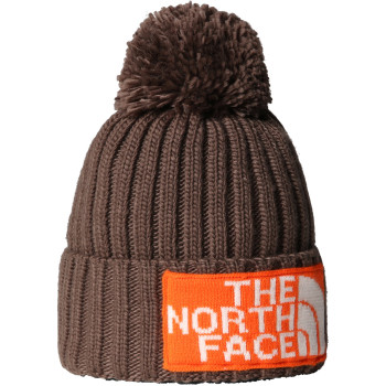The North Face Heritage Ski Tuke Beanie - Smokey Brown/TNF Orange/White Dune