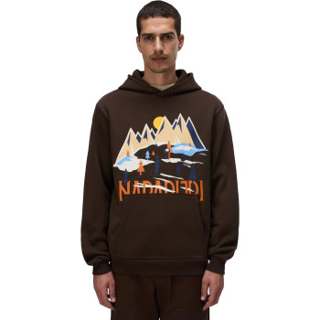 Napapijri B-Sweat Hoodie  - Ανδρικό φούτερ με κουκούλα - Dark Brown